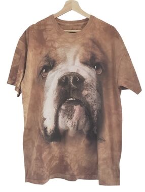 The Mountain T Shirt Big Dog Face Bulldog Brown 2011 Tie Dye Size XL